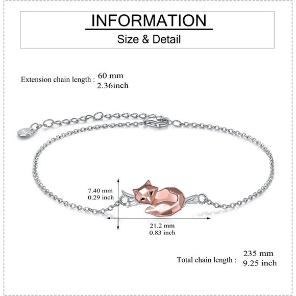 Fox/Pig Sterling Silver Bracelet Women Gift Lucky Chic Jewelry - Picture 5 of 7